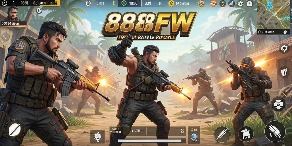 Tampilan gameplay mendebarkan dalam pertempuran Battle Royale.