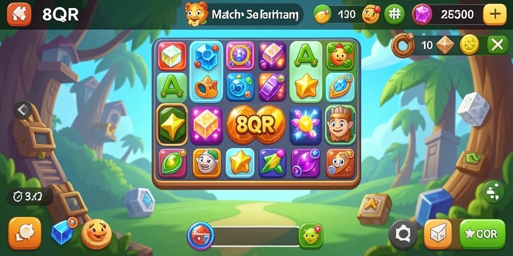 Tangkapan layar gameplay 8QR yang penuh warna dan menarik.