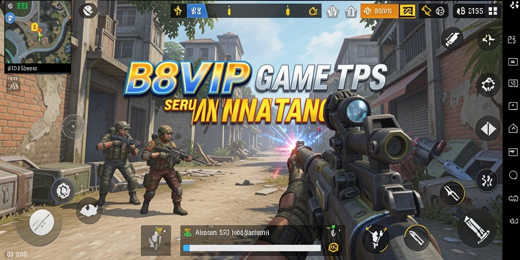 Screenshot B8VIP menampilkan aksi mendebarkan dalam gameplay TPS.