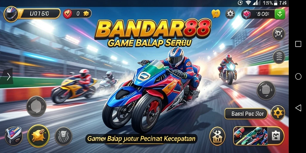 Tampilan gameplay BANDAR88 yang mendebarkan dan penuh aksi balap.