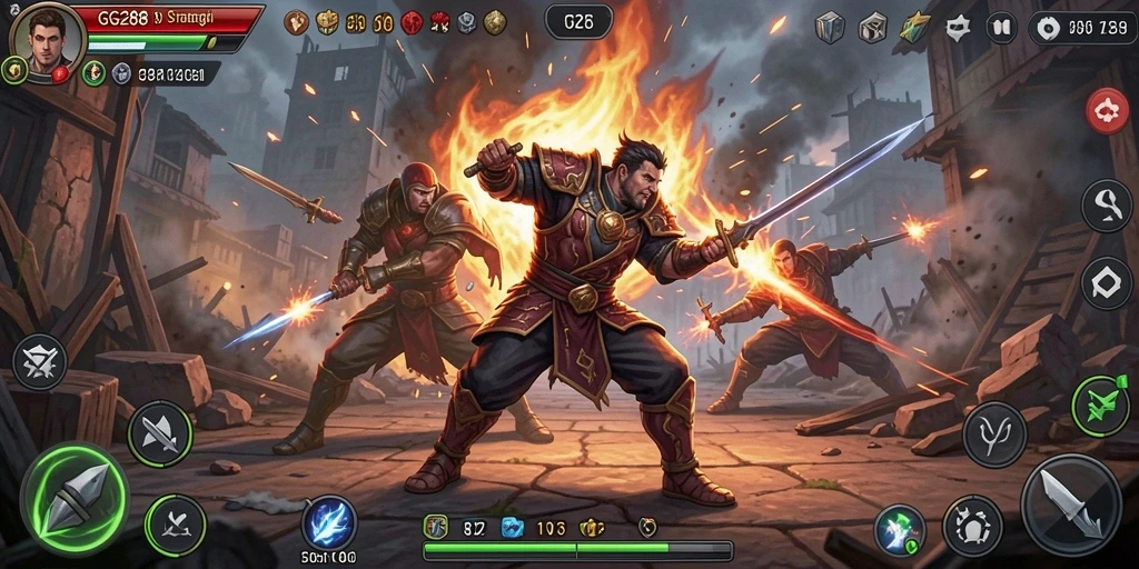 Screenshot utama GG288 menampilkan pertarungan epik dan strategi yang mendalam.