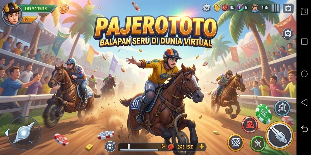 Screenshot gameplay PAJEROTOTO dengan aksi balap yang mendebarkan.