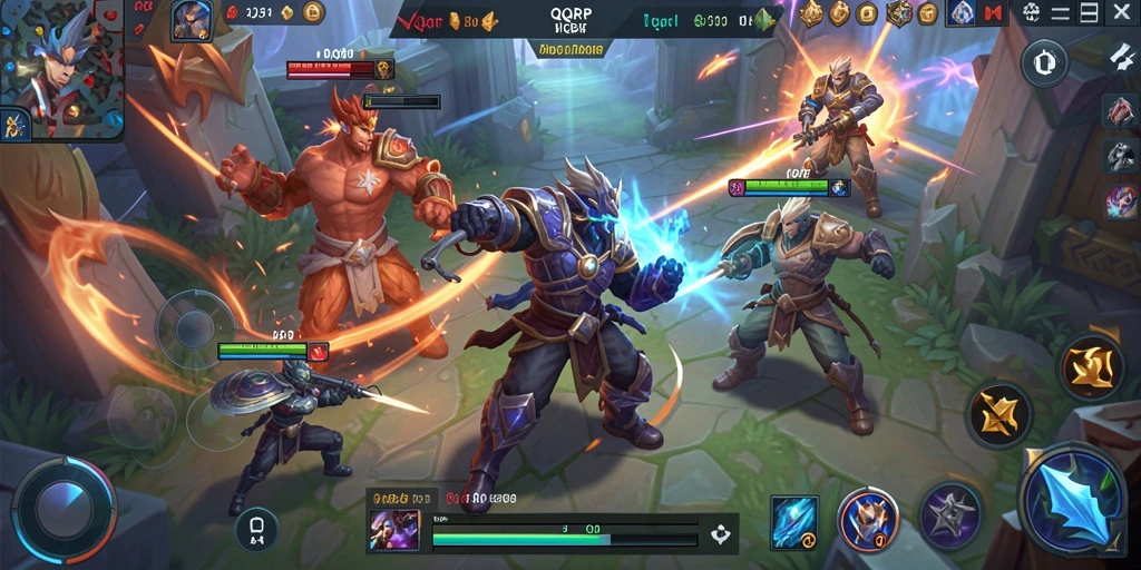 Tangkapan layar gameplay <strong>QQRP</strong> yang penuh aksi saat pertempuran tim.